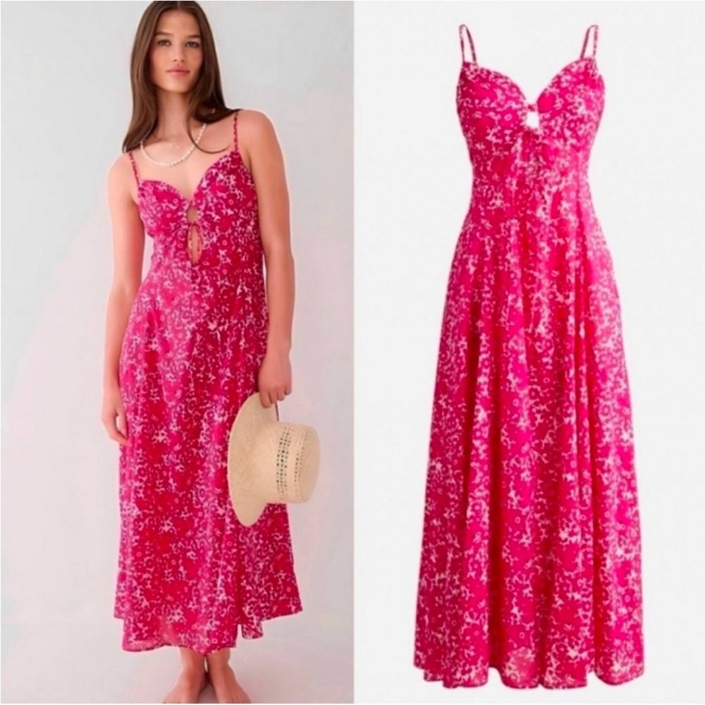 J Crew Floral Cotton Key Hole Dress
